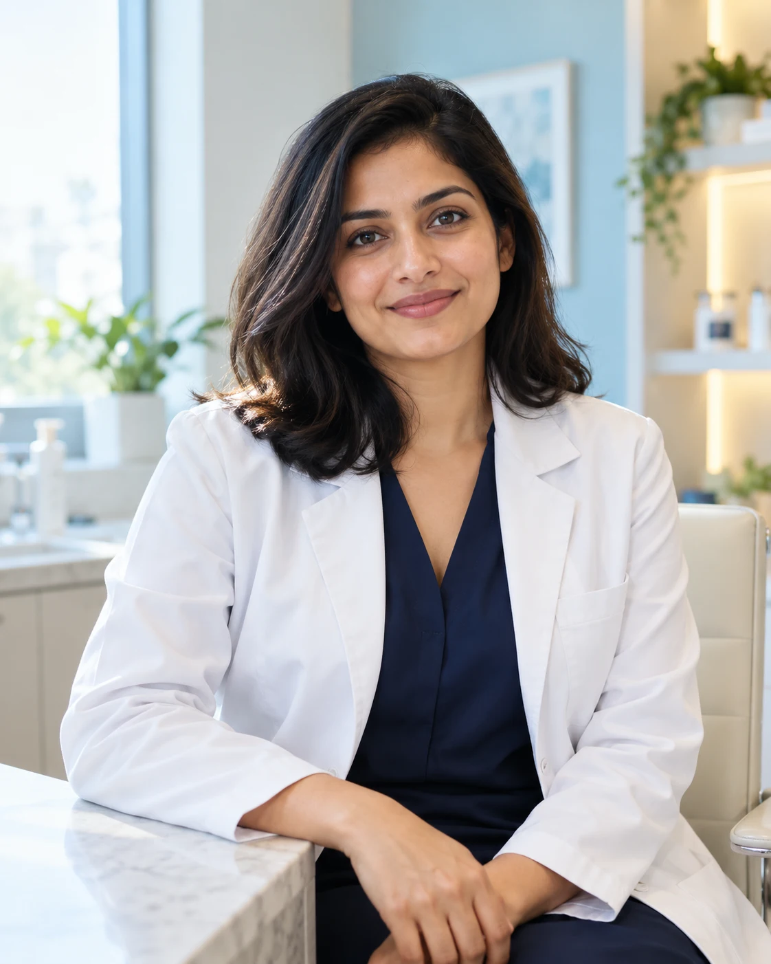 Concept portrait of fictional dermatologist Dr. Anika Rao
